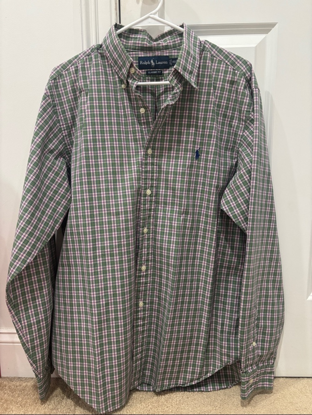 Ralph Lauren Green Plaid Button-Down Shirt Size L